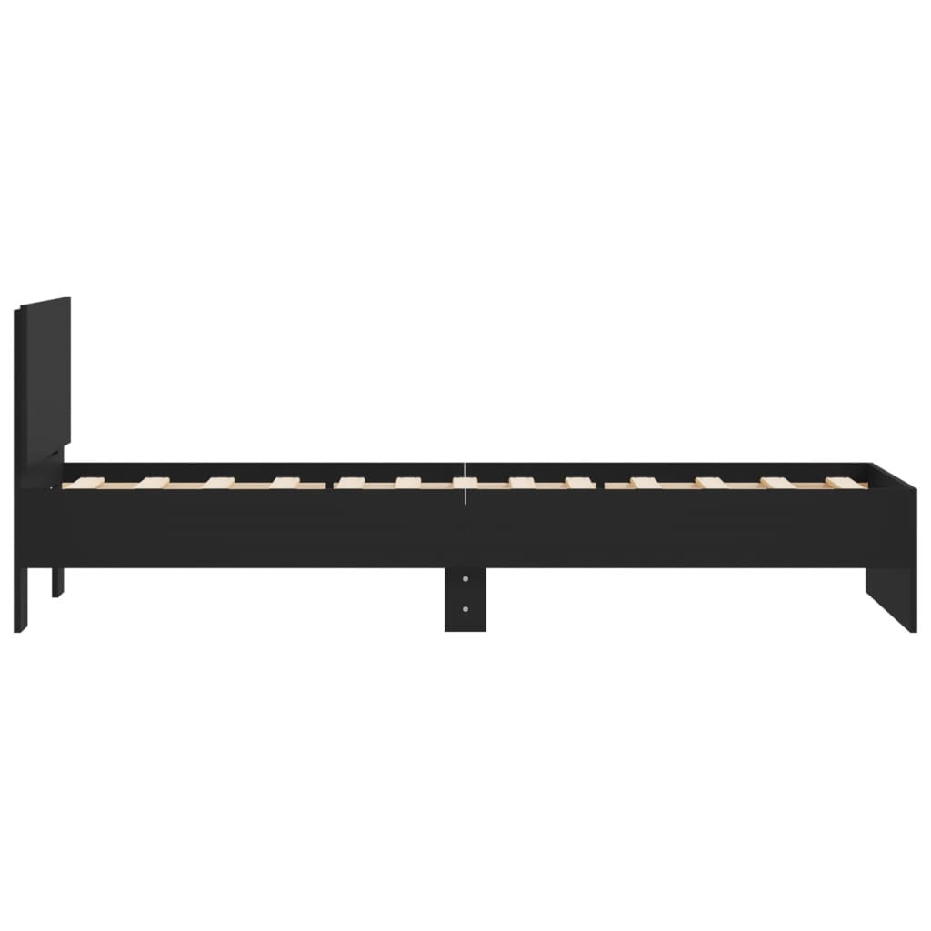 sengeramme med sengegavl 90x190 cm konstrueret træ sort