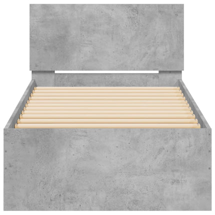 sengeramme med sengegavl 90x190 cm konstrueret træ betongrå
