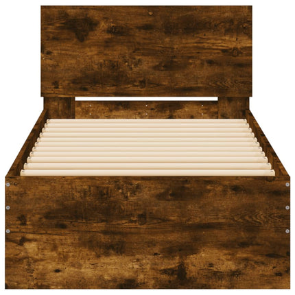 sengeramme med sengegavl 90x190 cm konstrueret træ røget eg