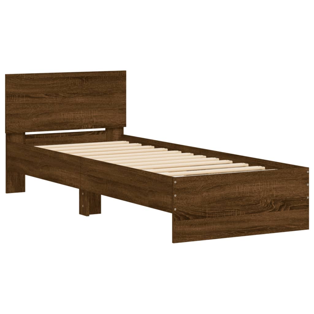 sengeramme m. sengegavl 90x190 cm uden madras brun egetræsfarve
