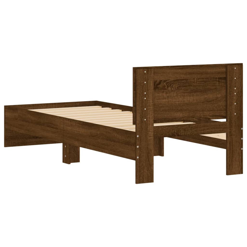 sengeramme m. sengegavl 90x190 cm uden madras brun egetræsfarve