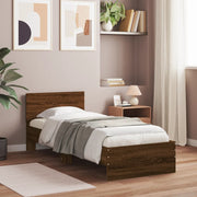 sengeramme m. sengegavl 90x190 cm uden madras brun egetræsfarve