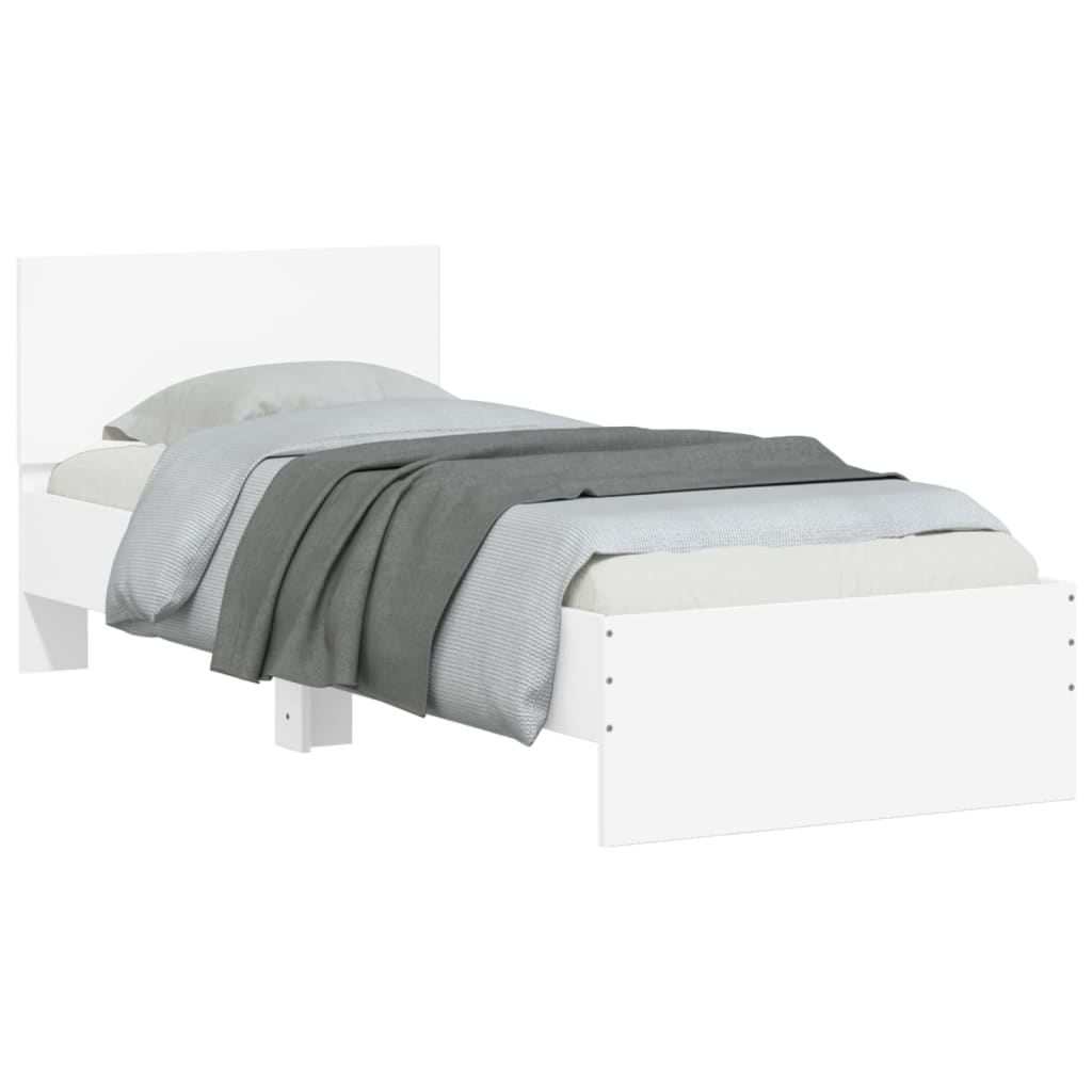 sengeramme med sengegavl 75x190 cm konstrueret træ hvid