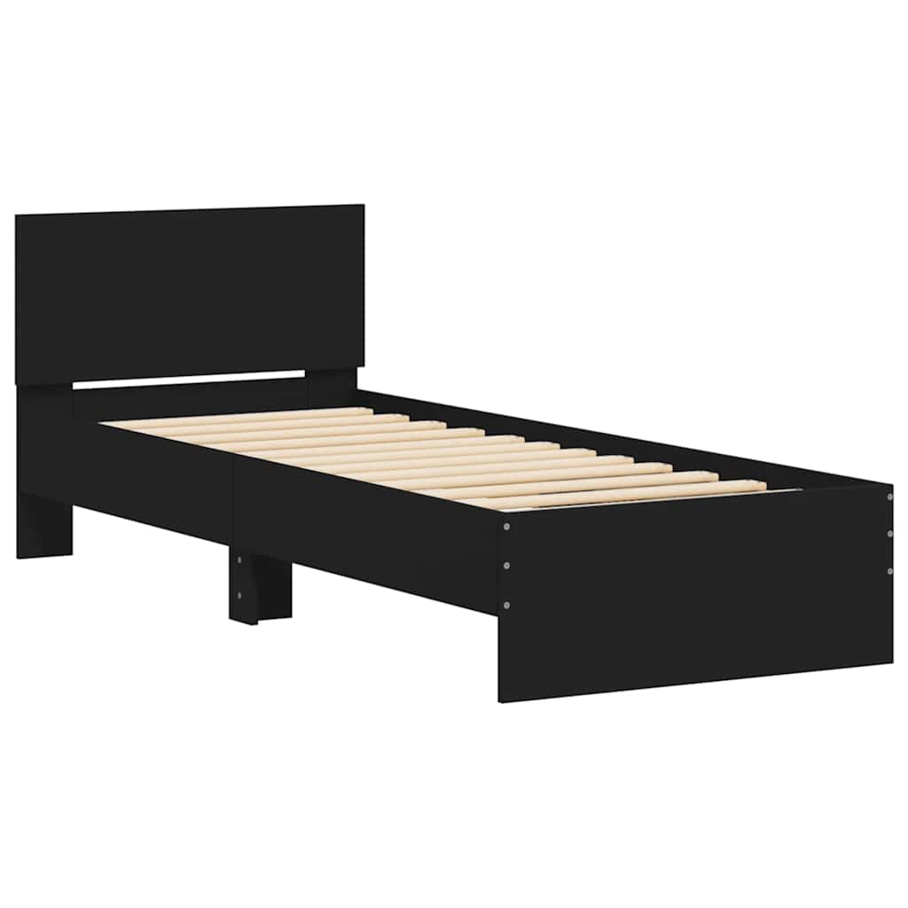 sengeramme med sengegavl 75x190 cm konstrueret træ sort