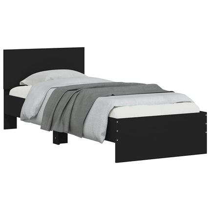 sengeramme med sengegavl 75x190 cm konstrueret træ sort