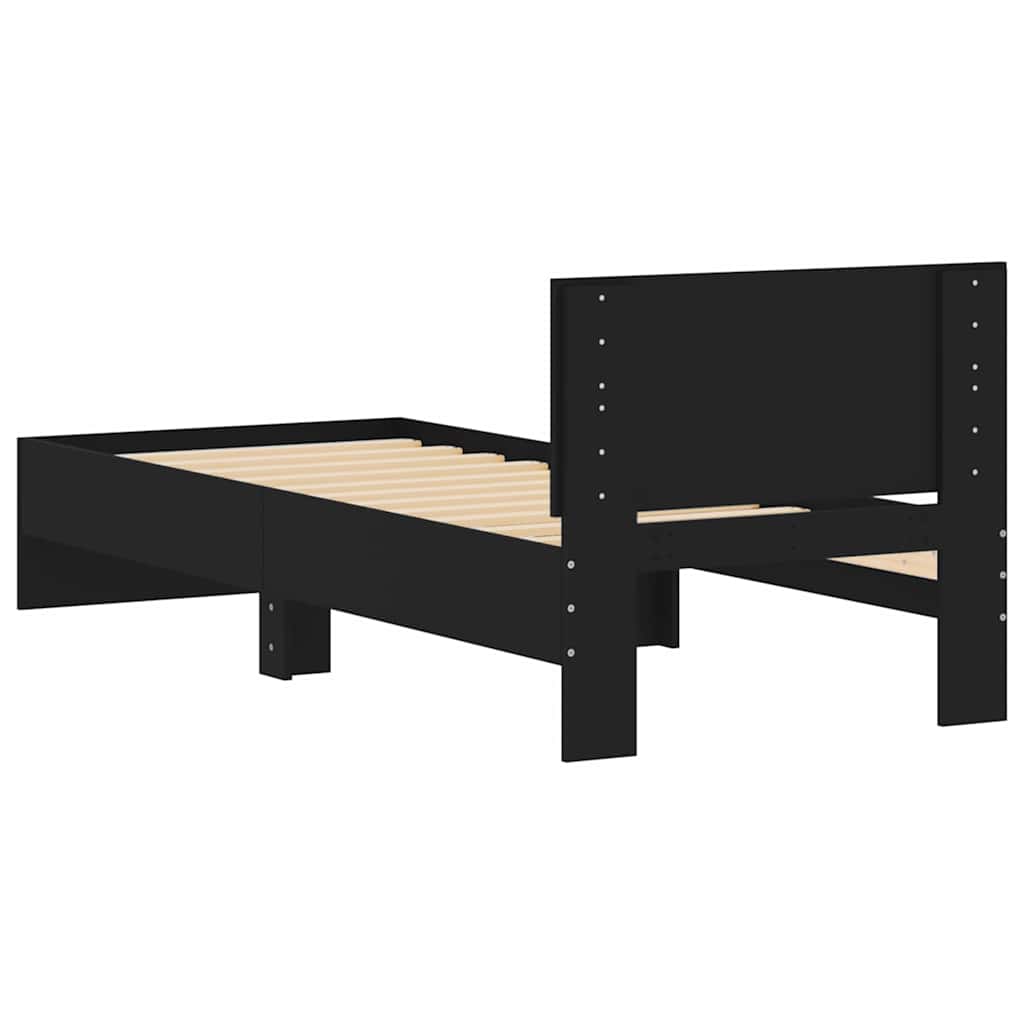 sengeramme med sengegavl 75x190 cm konstrueret træ sort