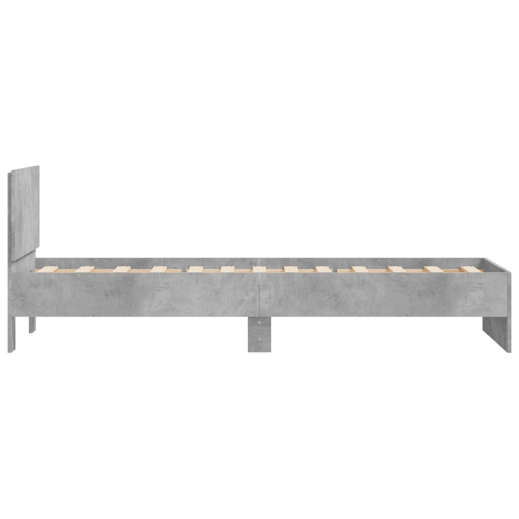 sengeramme med sengegavl 75x190 cm konstrueret træ betongrå