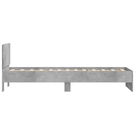 sengeramme med sengegavl 75x190 cm konstrueret træ betongrå