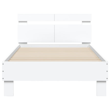 sengeramme med sengegavl og LED-lys 100x200 cm hvid