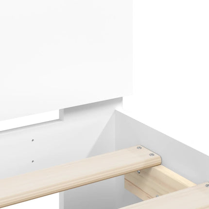 sengeramme med sengegavl og LED-lys 100x200 cm hvid