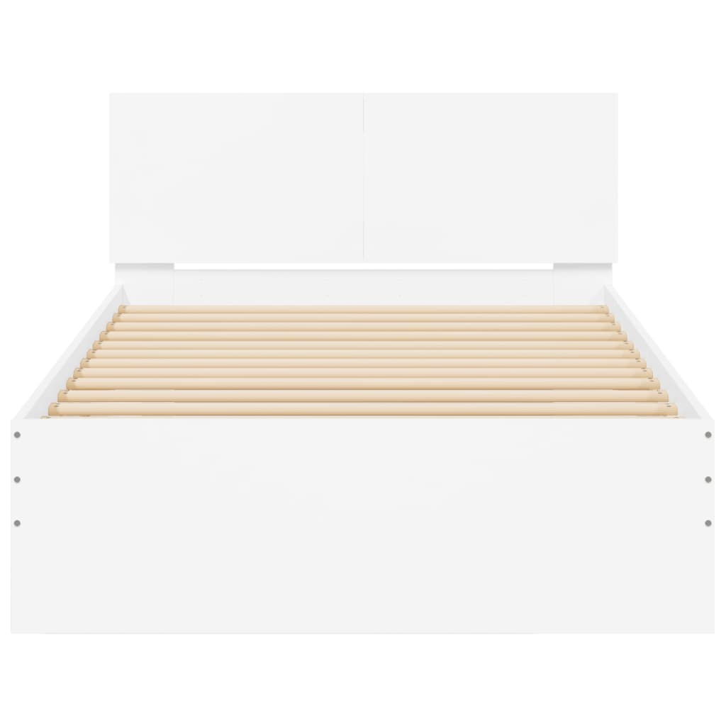 sengeramme med sengegavl og LED-lys 100x200 cm hvid
