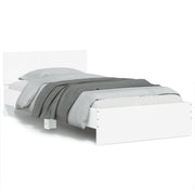 sengeramme med sengegavl og LED-lys 100x200 cm hvid