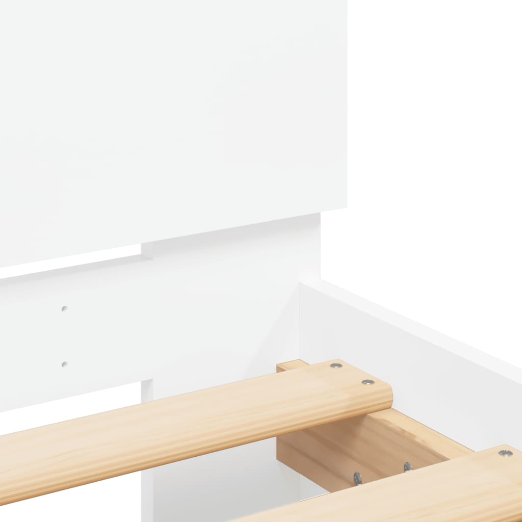 sengeramme med sengegavl og LED-lys 90x190 cm hvid
