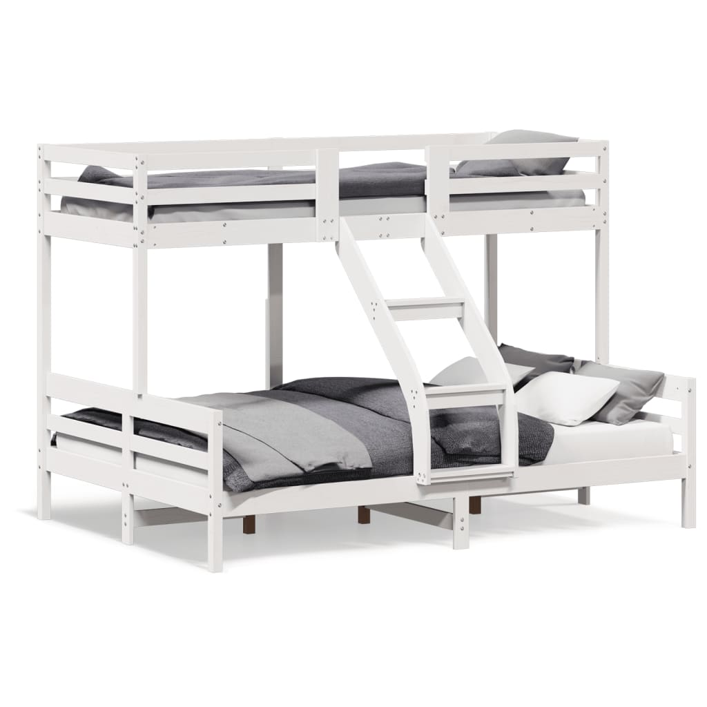 køjeseng 80x200/140x200 cm massivt fyrretræ hvid