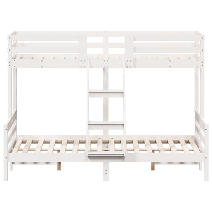 køjeseng 80x200/140x200 cm massivt fyrretræ hvid