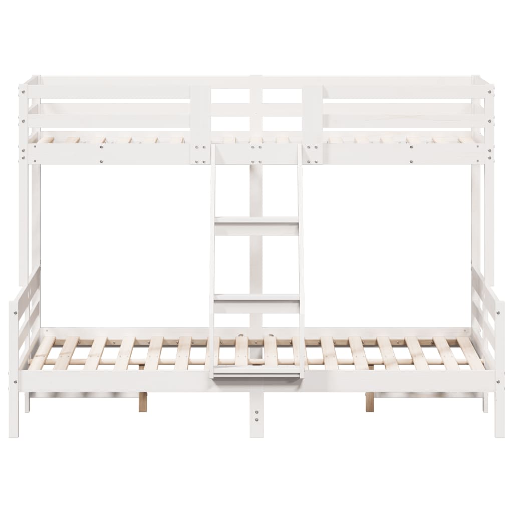 køjeseng 80x200/140x200 cm massivt fyrretræ hvid