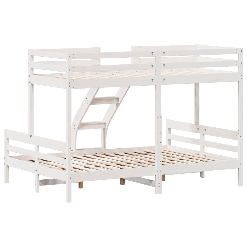 køjeseng 80x200/140x200 cm massivt fyrretræ hvid