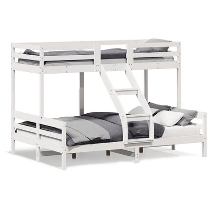 køjeseng 90x200/140x200 cm massivt fyrretræ hvid