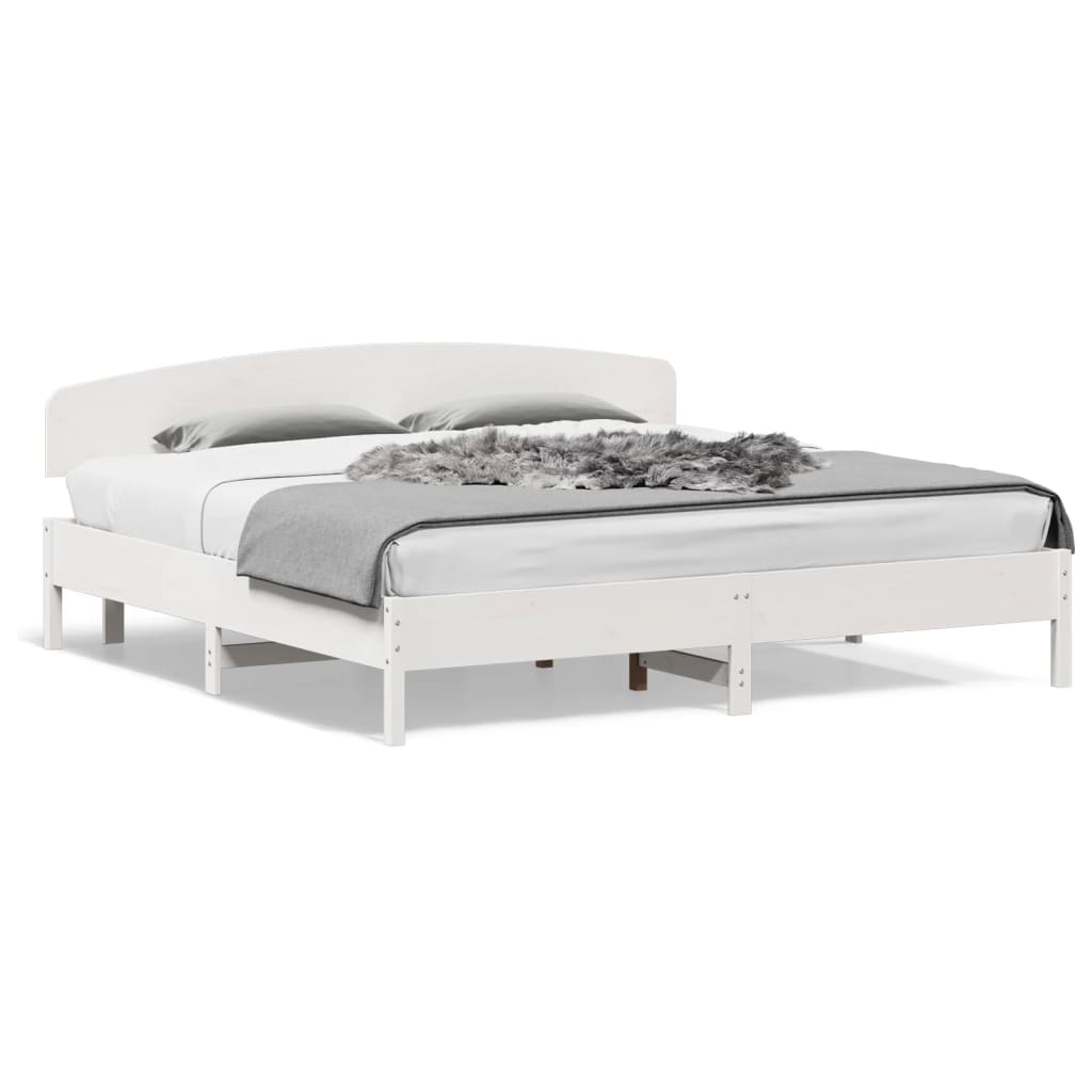 sengeramme uden madras 200x200 cm massivt fyrretræ hvid