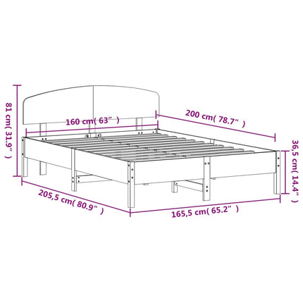 sengeramme uden madras 160x200 cm massivt fyrretræ gyldenbrun