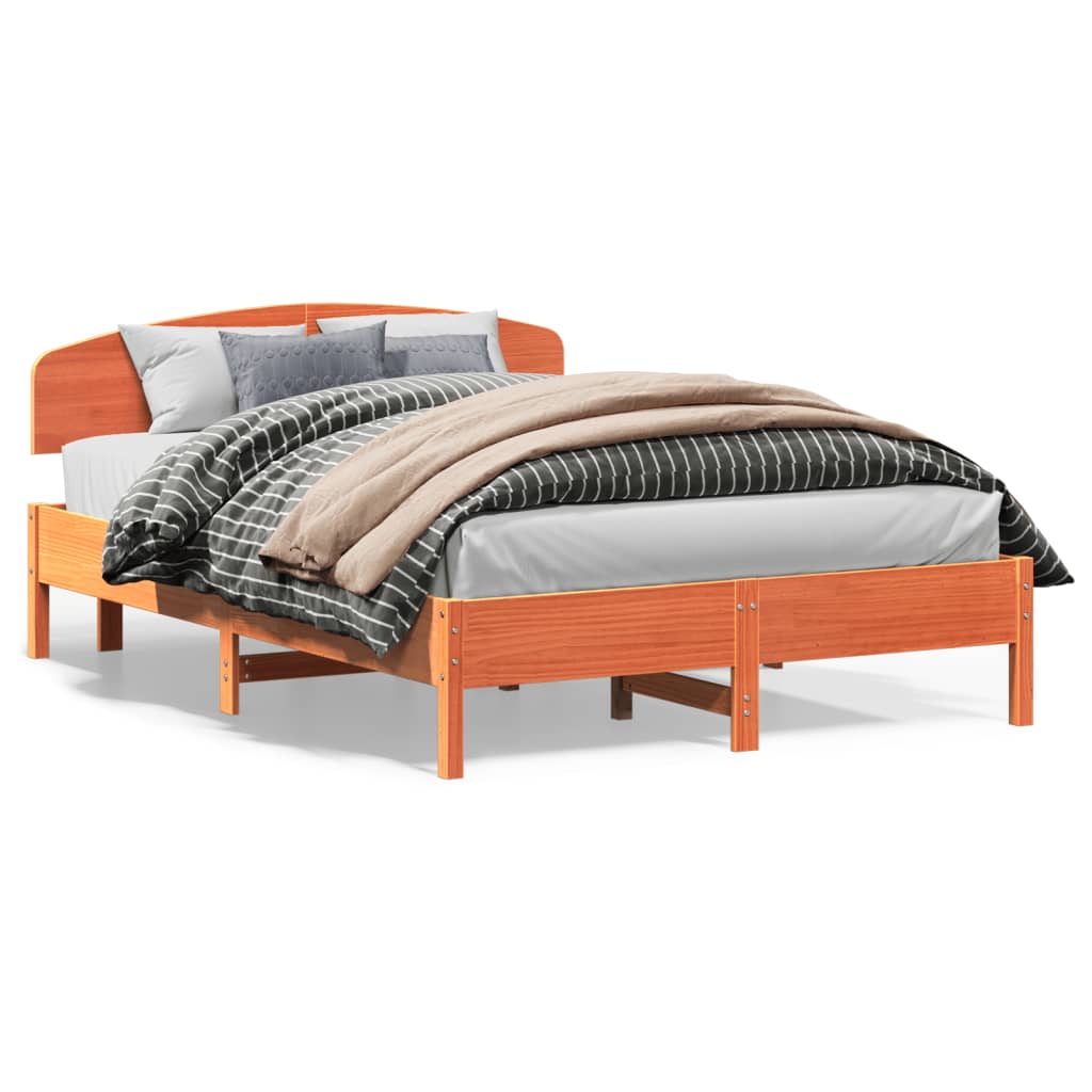 sengeramme uden madras 140x200 cm massivt fyr gyldenbrun