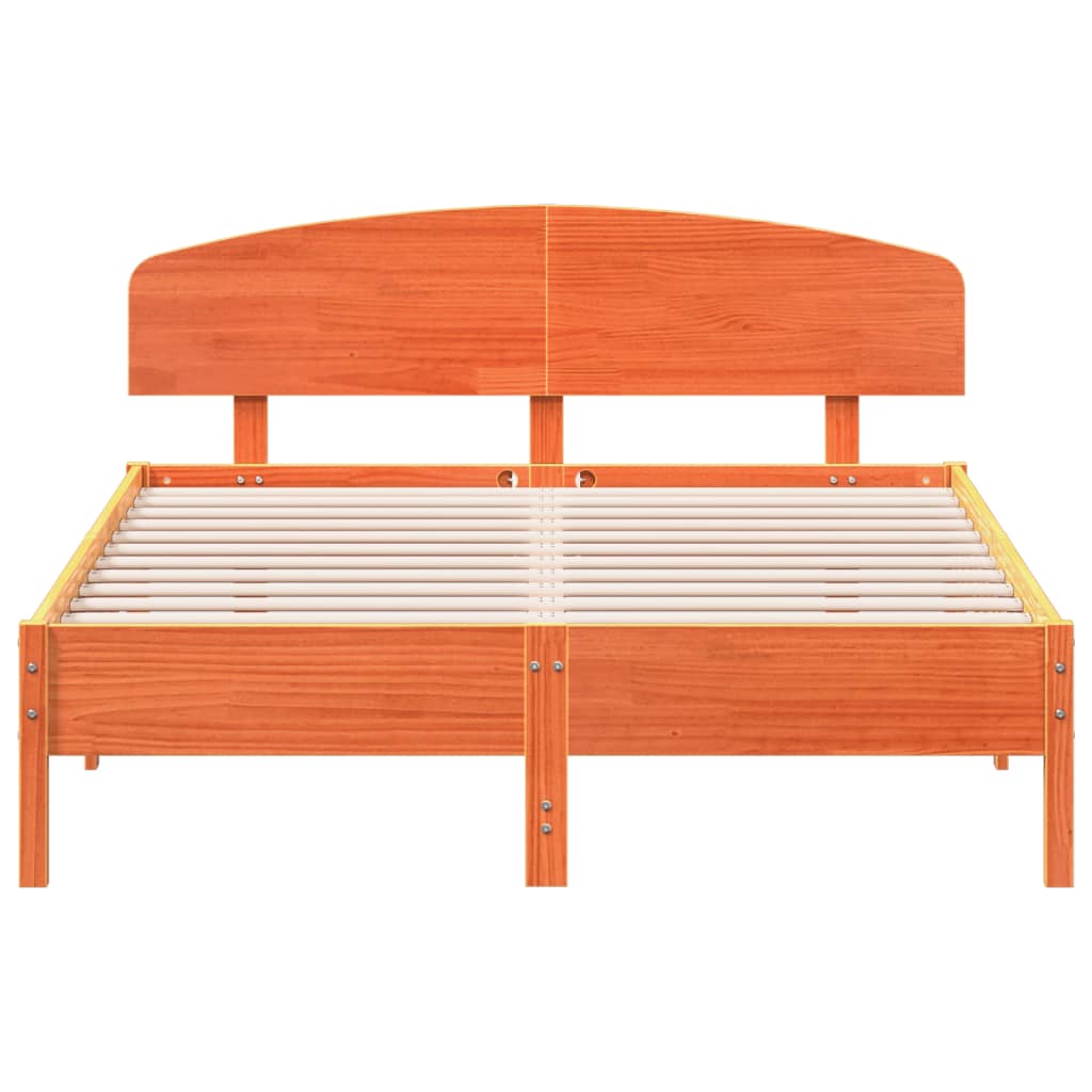 sengeramme uden madras 140x200 cm massivt fyr gyldenbrun