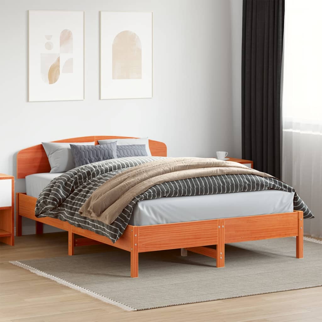 sengeramme uden madras 120x200 cm massivt fyrretræ gyldenbrun