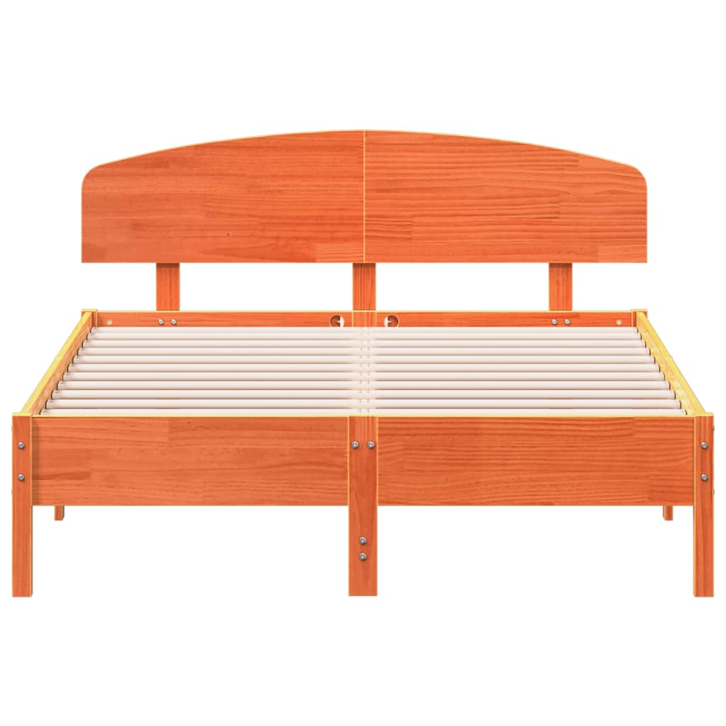 sengeramme uden madras 135x190 cm massivt fyrretræ brun