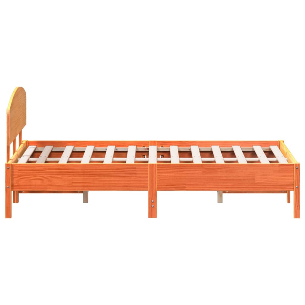sengeramme uden madras 135x190 cm massivt fyrretræ brun