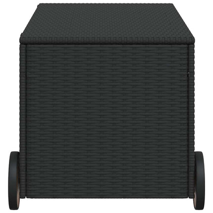opbevaringsboks med hjul 190 l polyrattan sort