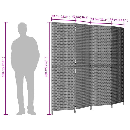 rumdeler 4 paneler polyrattan brun