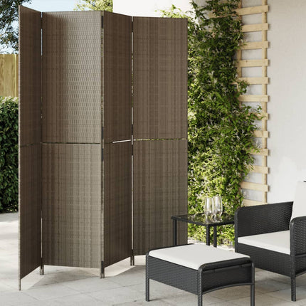 rumdeler 4 paneler polyrattan grå