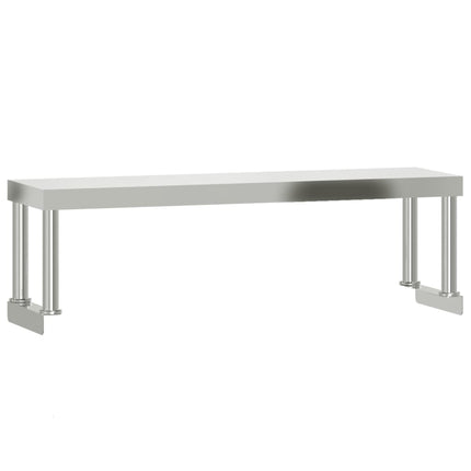 køkkenbord med tophylde 110x30x120 cm rustfrit stål