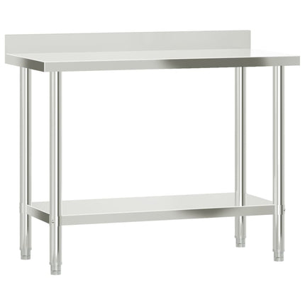 køkkenbord med tophylde 110x55x120 cm rustfrit stål