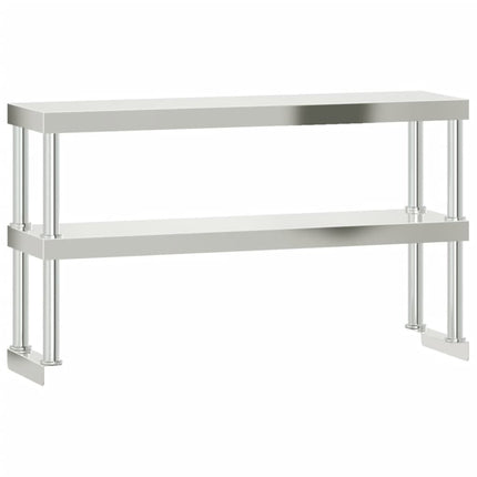 køkkenbord med tophylde 110x55x150 cm rustfrit stål