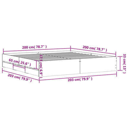 sengeramme med skuffer 200x200 cm konstrueret træ hvid