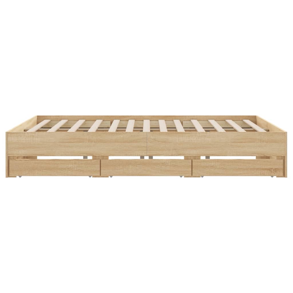 sengeramme med skuffer 160x200 cm konstrueret træ sonoma-eg