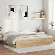 sengeramme med skuffer 160x200 cm konstrueret træ sonoma-eg