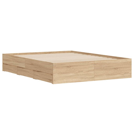 sengeramme med skuffer 140x200 cm konstrueret træ sonoma-eg