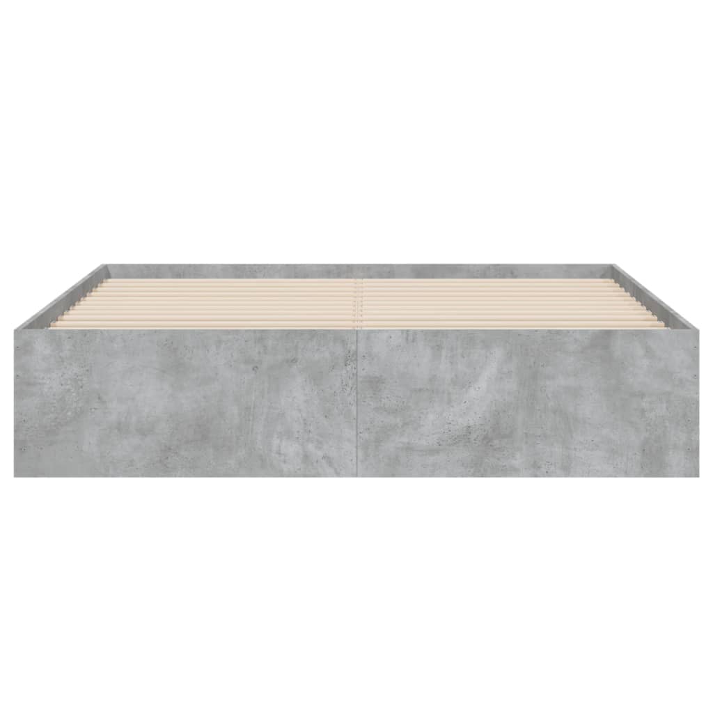 sengeramme med skuffer 140x200 cm konstrueret træ betongrå