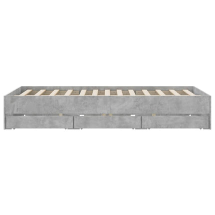 sengeramme med skuffer 140x200 cm konstrueret træ betongrå