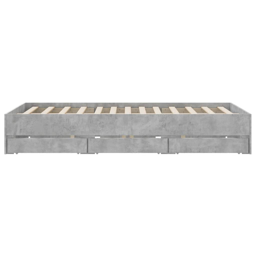 sengeramme med skuffer 140x200 cm konstrueret træ betongrå