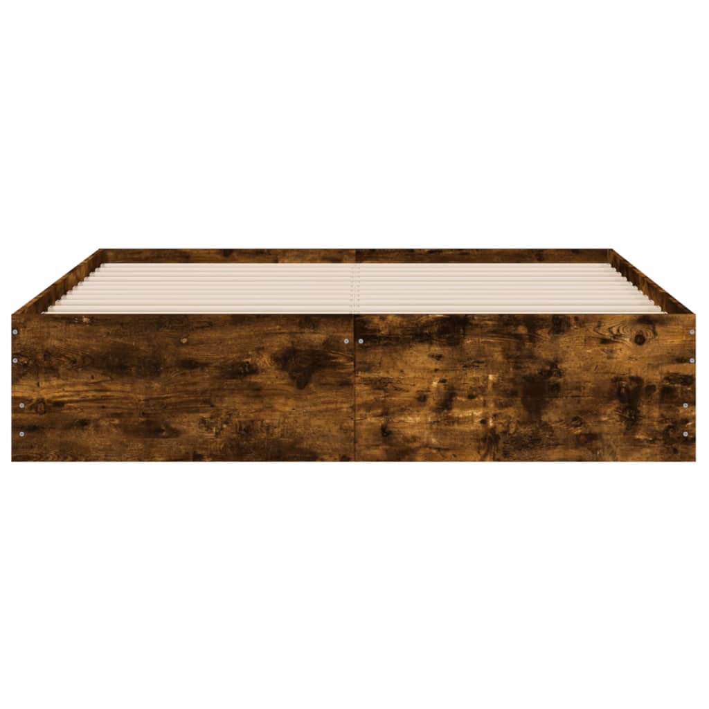 sengeramme med skuffer 140x200 cm konstrueret træ røget eg
