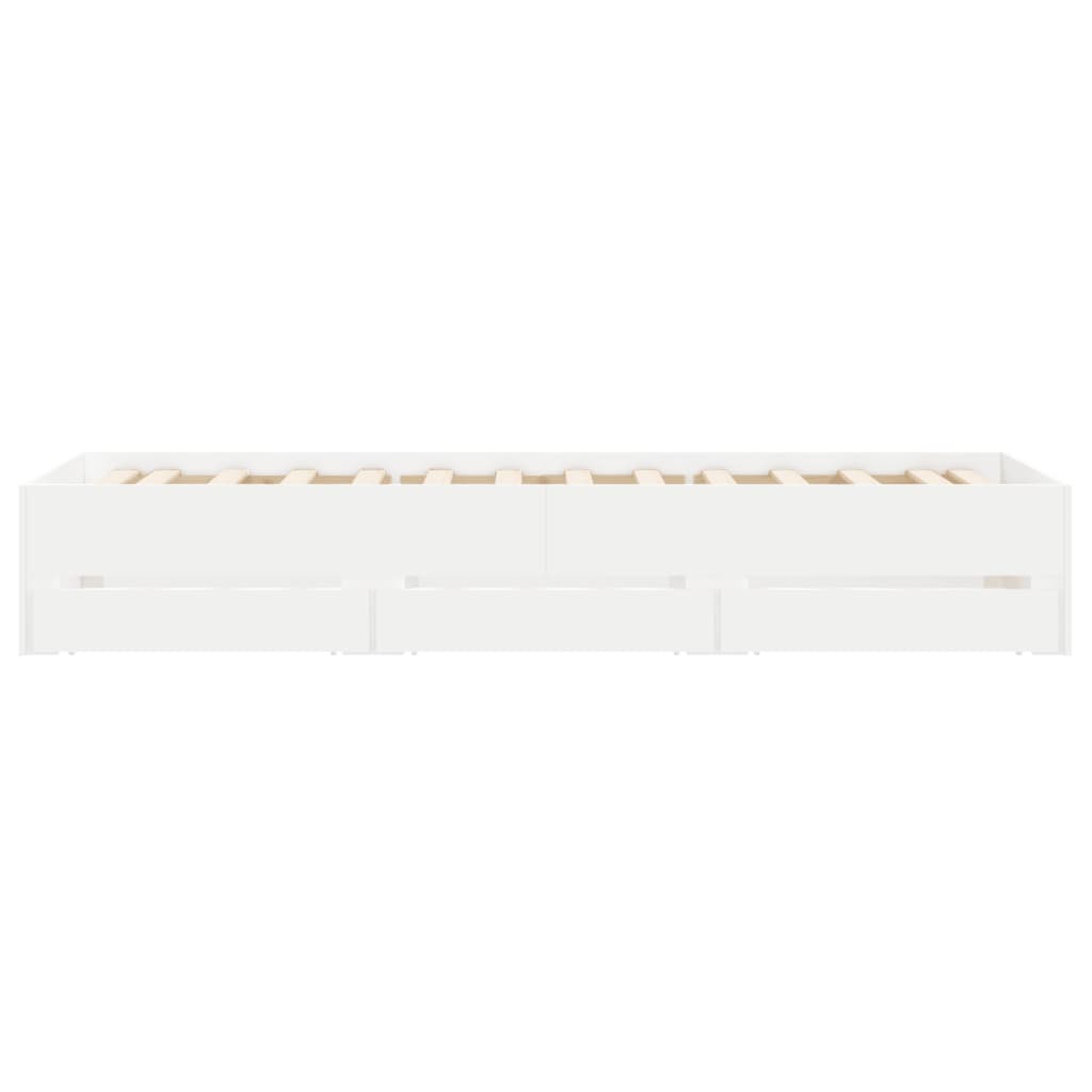 sengeramme med skuffer 100x200 cm konstrueret træ hvid