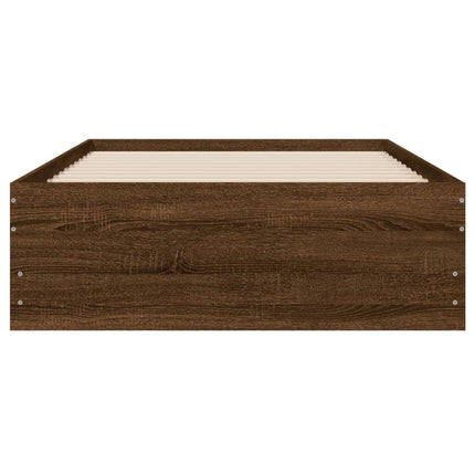 sengeramme med skuffer 100x200 cm konstrueret træ brunt egetræ