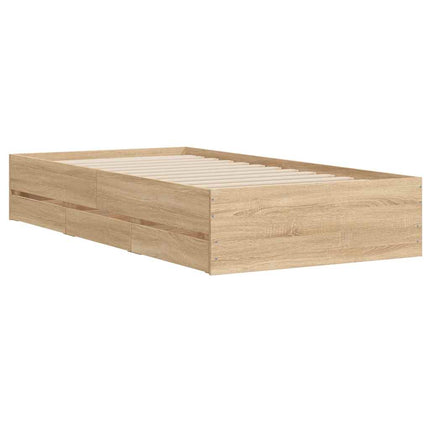 sengeramme med skuffer 90x200 cm konstrueret træ sonoma-eg