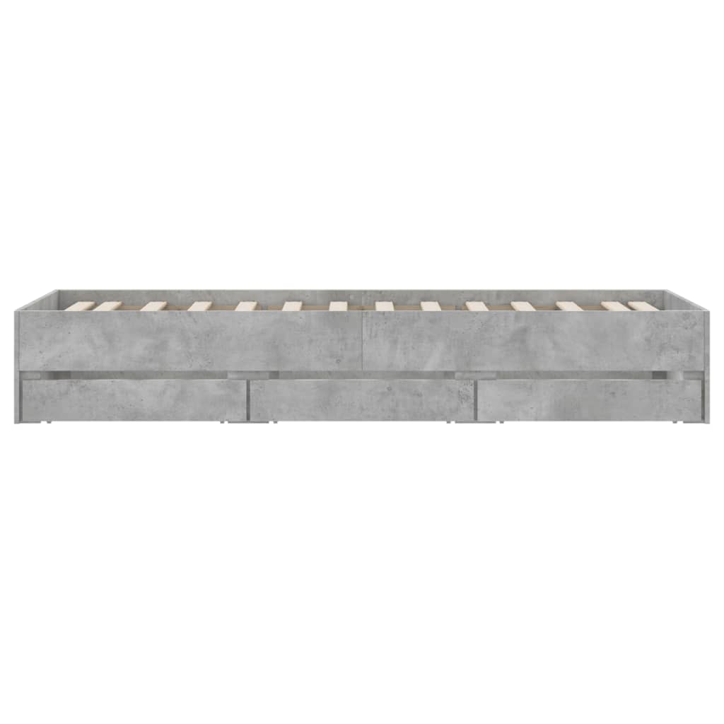 sengeramme med skuffer 90x200 cm konstrueret træ betongrå