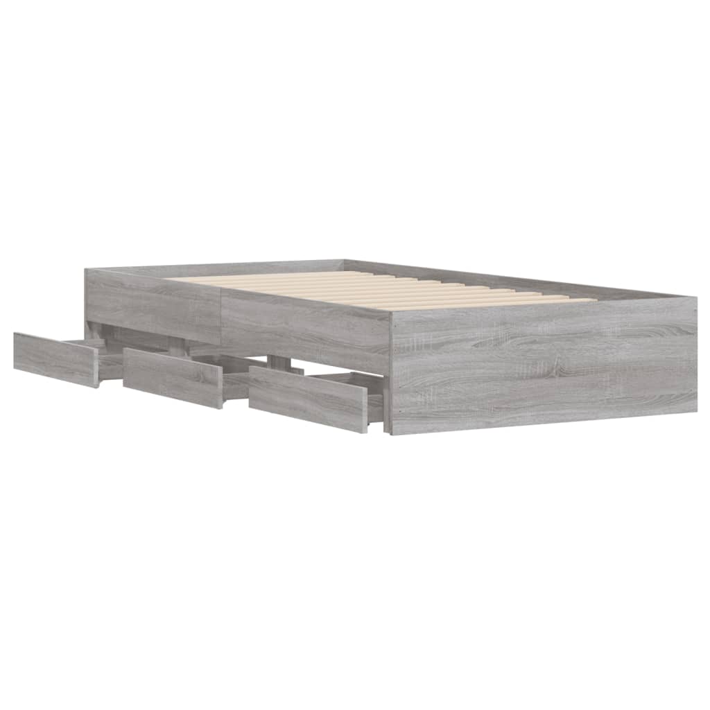 sengeramme med skuffer 90x200 cm konstrueret træ grå sonoma-eg
