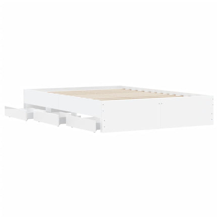 sengeramme med skuffer 120x190 cm konstrueret træ hvid
