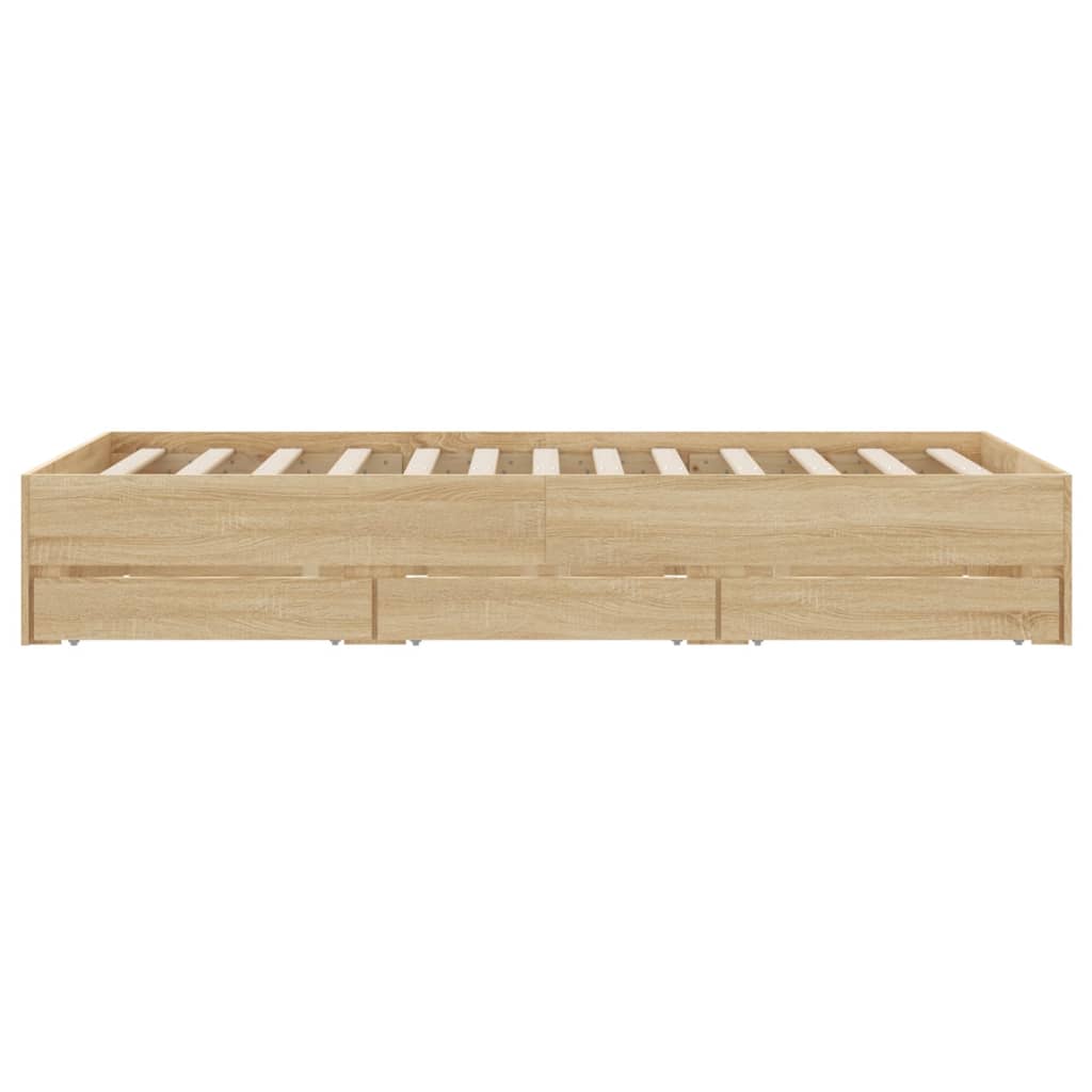 sengeramme med skuffer 120x190 cm konstrueret træ sonoma-eg